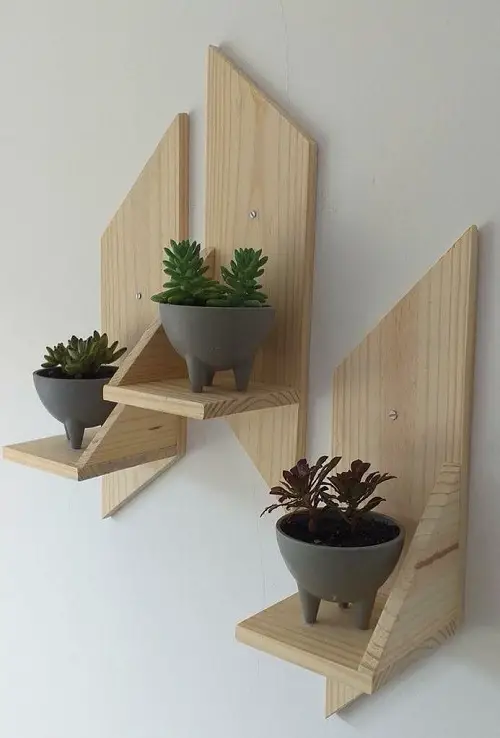 wooden floating succulent shelves