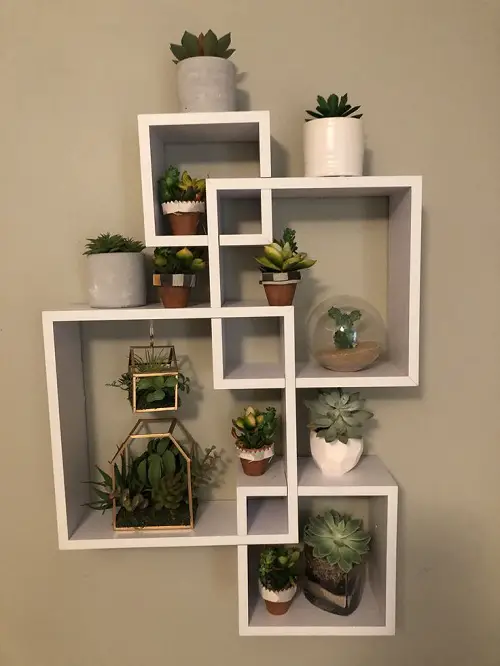 white DIY Floating Succulent Shelves for minimalists