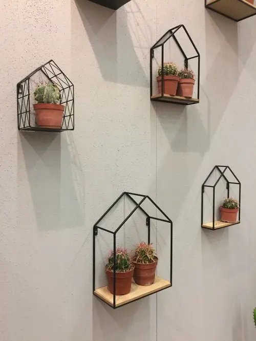 house shaped succulent floating shelves