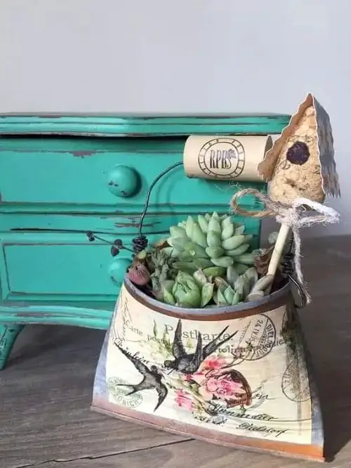 New succulent garden in antique items 1