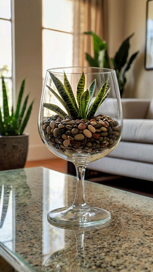 beautiful Snake plant in wine glasses1