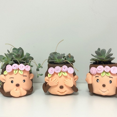 easy to make Animal Clay Planter 5