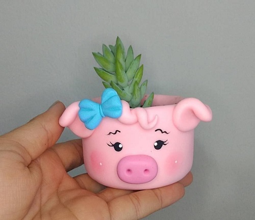 easy to make Animal Clay Planter 4