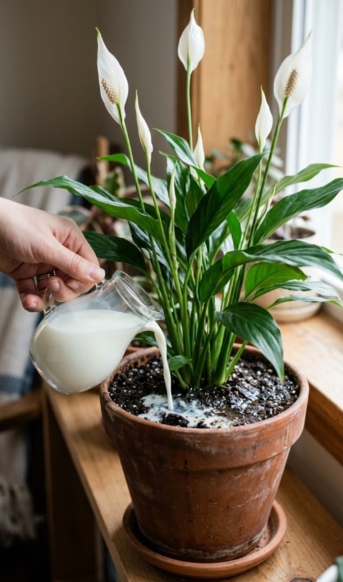Apply Milk for More Peace Lily Blooms Like Never Before