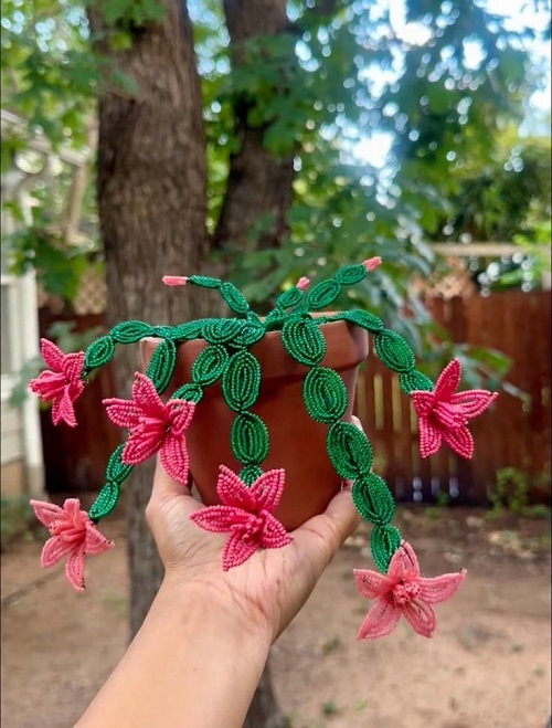 DIY Beaded flower plant 3