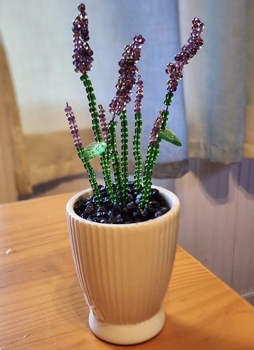 DIY Beaded flower plant 4