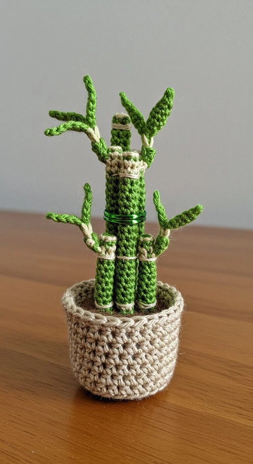Crochet Lucky Bamboo Plant free pattern 3
