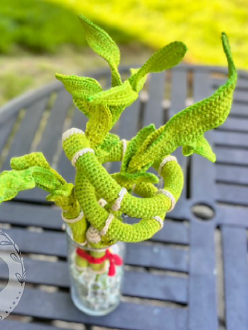 Crochet Lucky Bamboo Plant free pattern 4