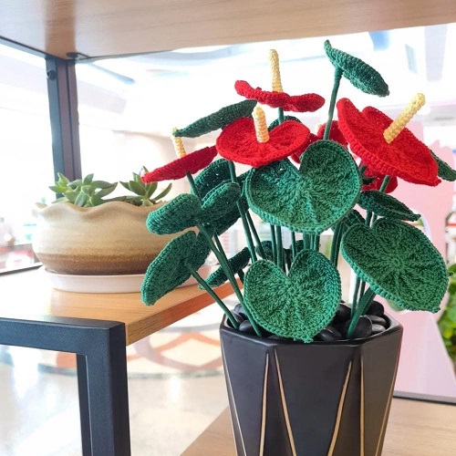 easy to make Crochet Anthurium Plant 4