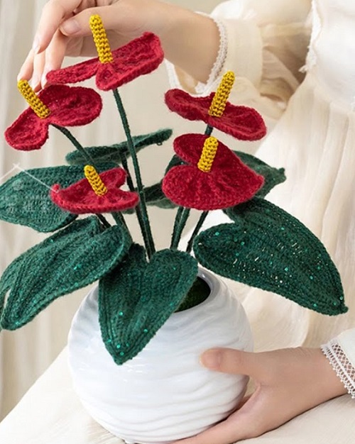 Crochet Anthurium Plant free pattern 3