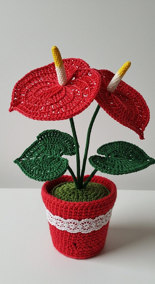 easy to make Crochet Anthurium Plant