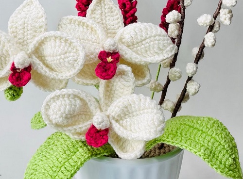easy to make Crochet Orchid Plant 3