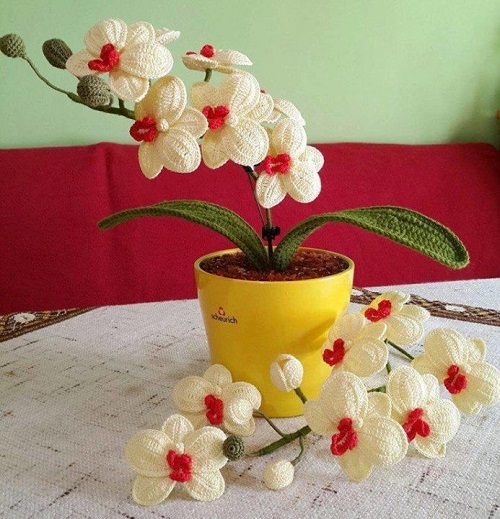 easy to make Crochet Orchid Plant 2