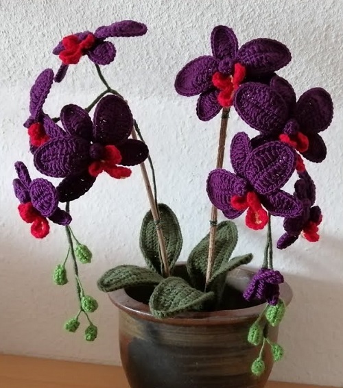 easy to make Crochet Orchid Plant