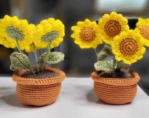 DIY Crochet Sunflower Plant 4