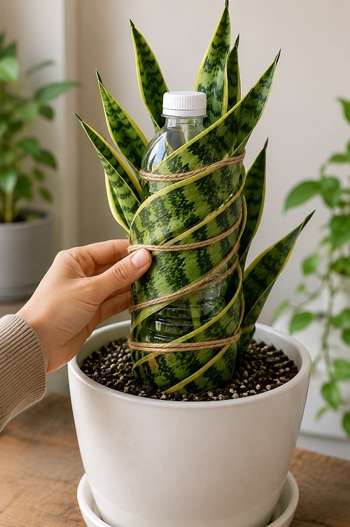 Wrap a Snake Plant Around a Bottle 3