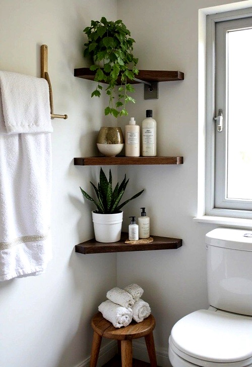 Bathroom floating plant Shelves
