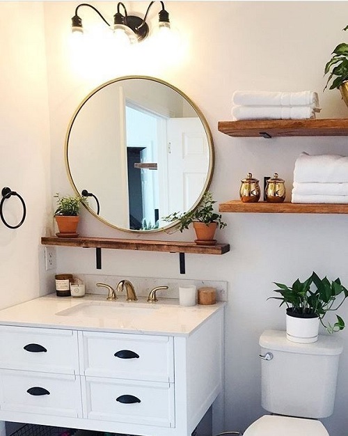 Bathroom Mirror-Adjacent Floating plant Shelf