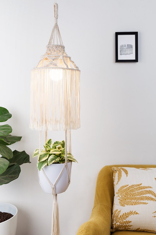 Macrame Planters With Pendant Lights