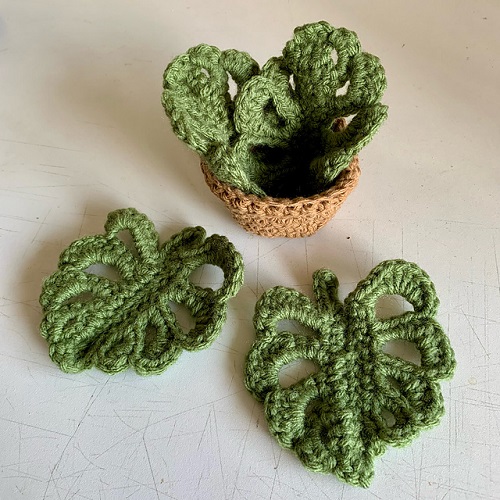 crochet Monstera Leaf Coasters