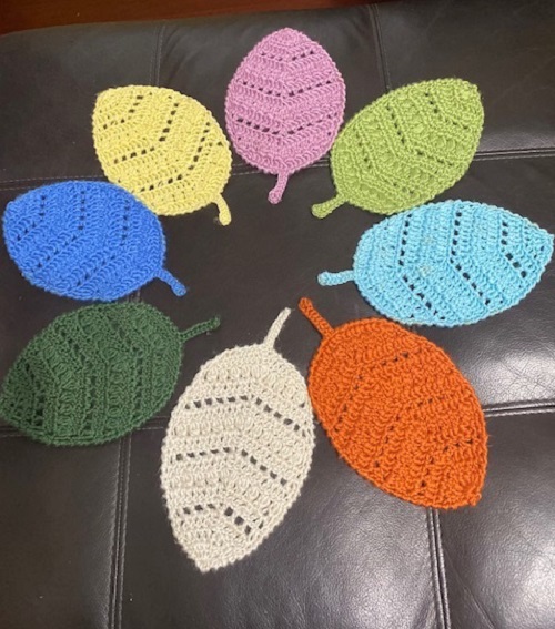 crochet colorful leaf Coasters